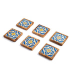 Set of Olive Wood & Ceramic Coasters – Handcrafted Mediterranean Design