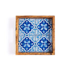 Olive Wood & Ceramic Tray with Matching Coasters – Handcrafted Mediterranean Set