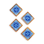 Set of Olive Wood & Ceramic Coasters – Handcrafted Mediterranean Design