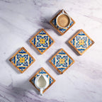 Set of Olive Wood & Ceramic Coasters – Handcrafted Mediterranean Design