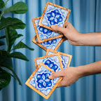 Set of Olive Wood & Ceramic Coasters – Handcrafted Mediterranean Design