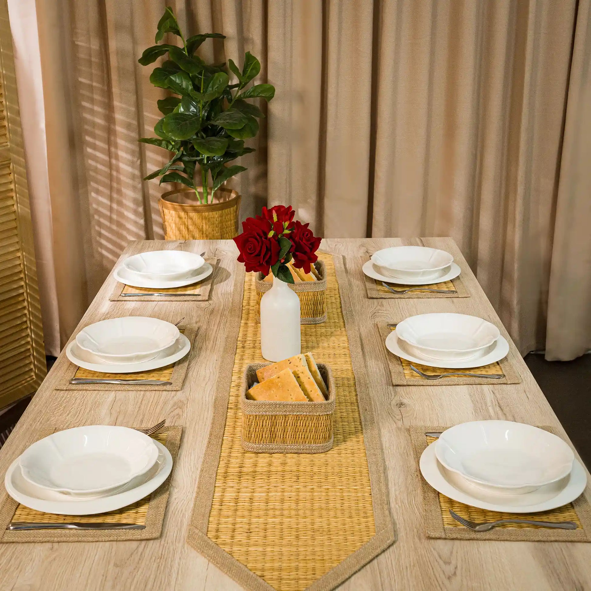 Handmade Smar & Jute Table Set – Rustic & Eco-Friendly Dining Decor