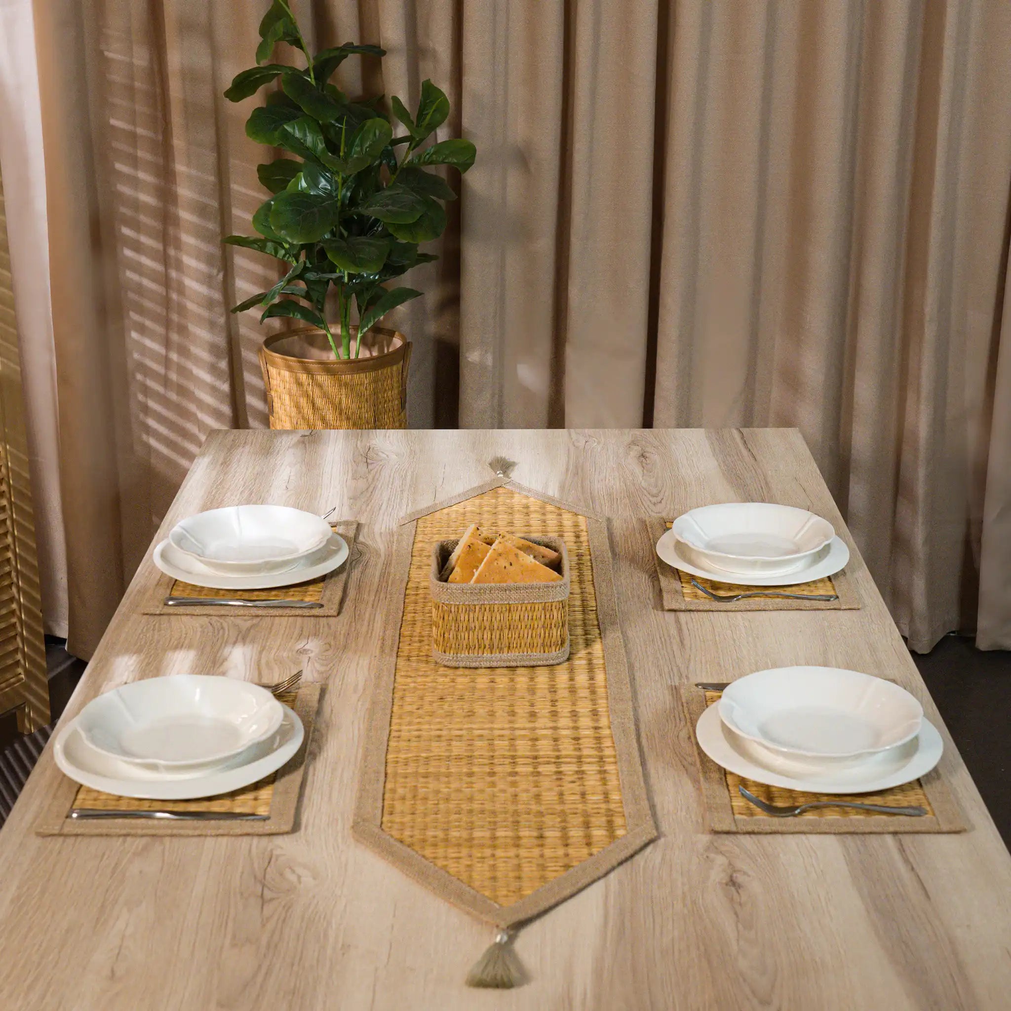 Handmade Smar & Jute Table Set – Rustic & Eco-Friendly Dining Decor