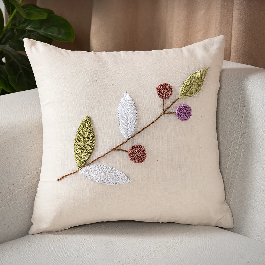 Decorative Throw Pillow Covers – 100% Cotton, Embroidered, 40x40 cm – Multiple Designs