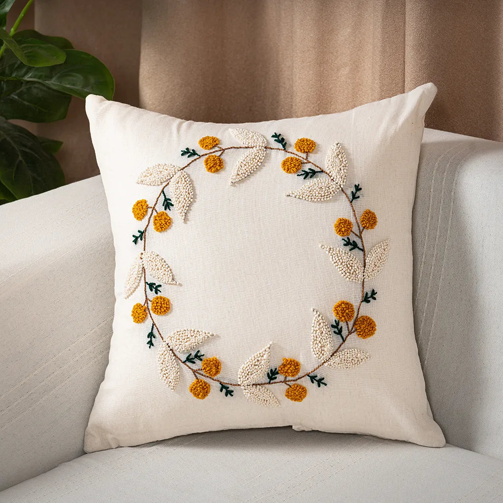 Decorative Throw Pillow Covers – 100% Cotton, Embroidered, 40x40 cm – Multiple Designs
