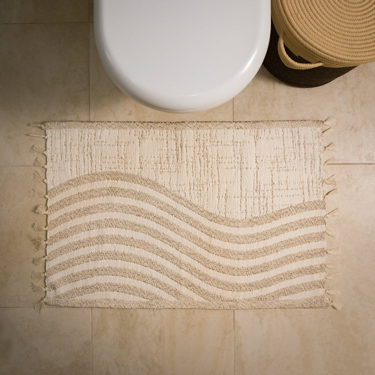 Sable Reversible Cotton Bath Mat — 35 × 22 in