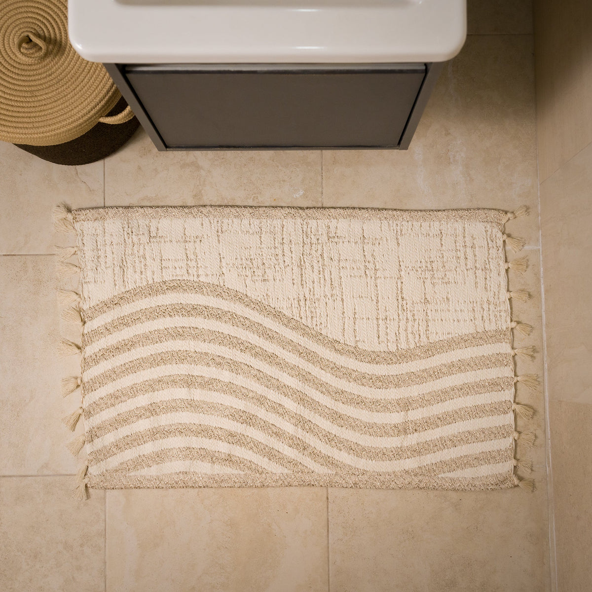 Sable Reversible Cotton Bath Mat — 35 × 22 in