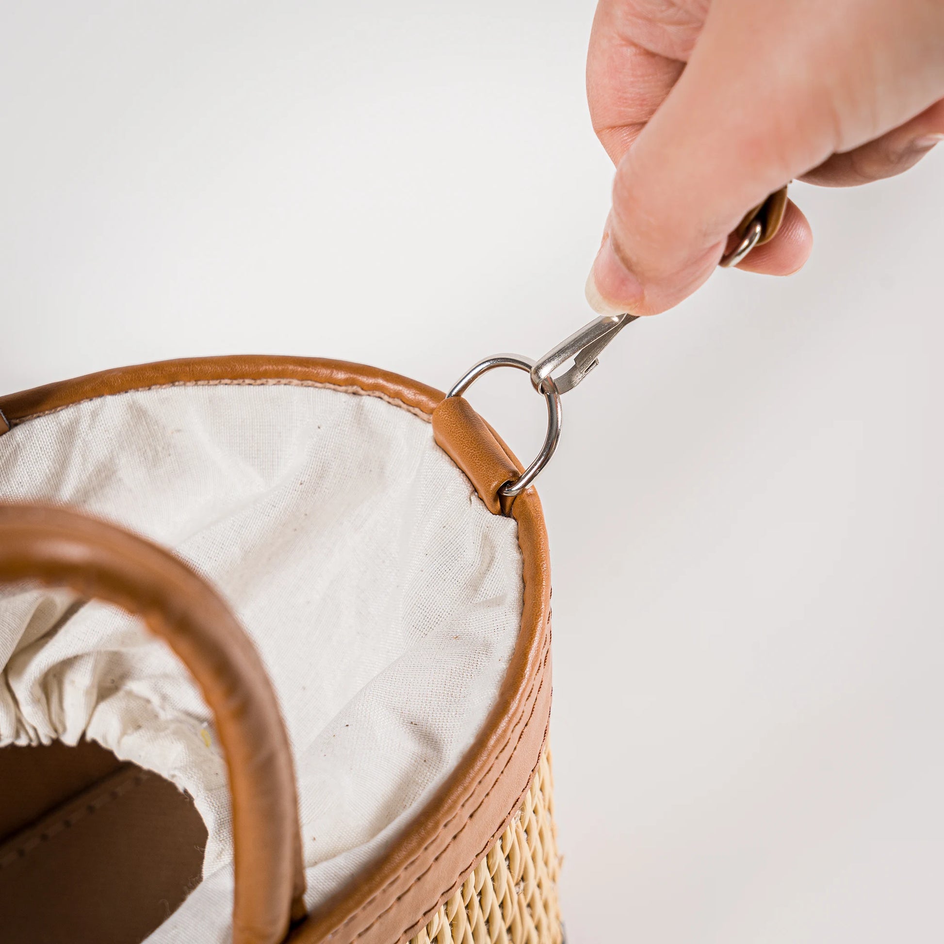 Handmade Natural Fiber Handbag – Couffin Coquette with Detachable Strap