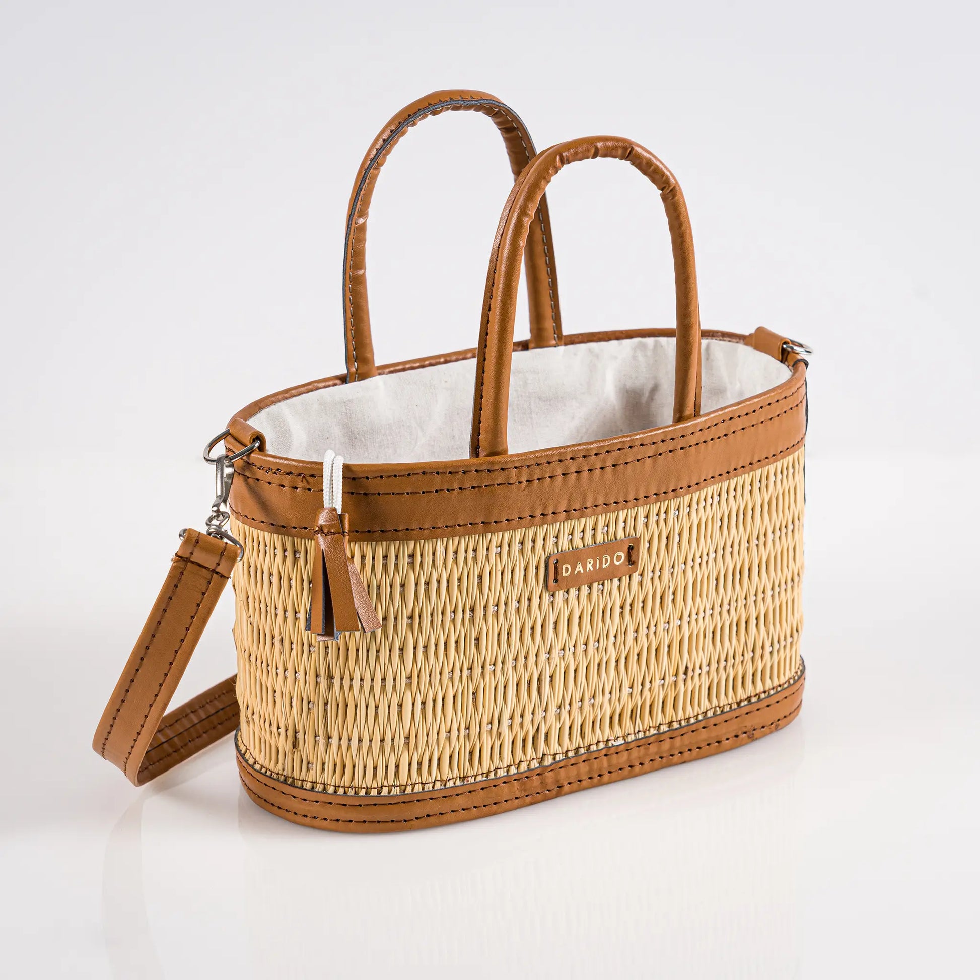 Handmade Natural Fiber Handbag – Couffin Coquette with Detachable Strap