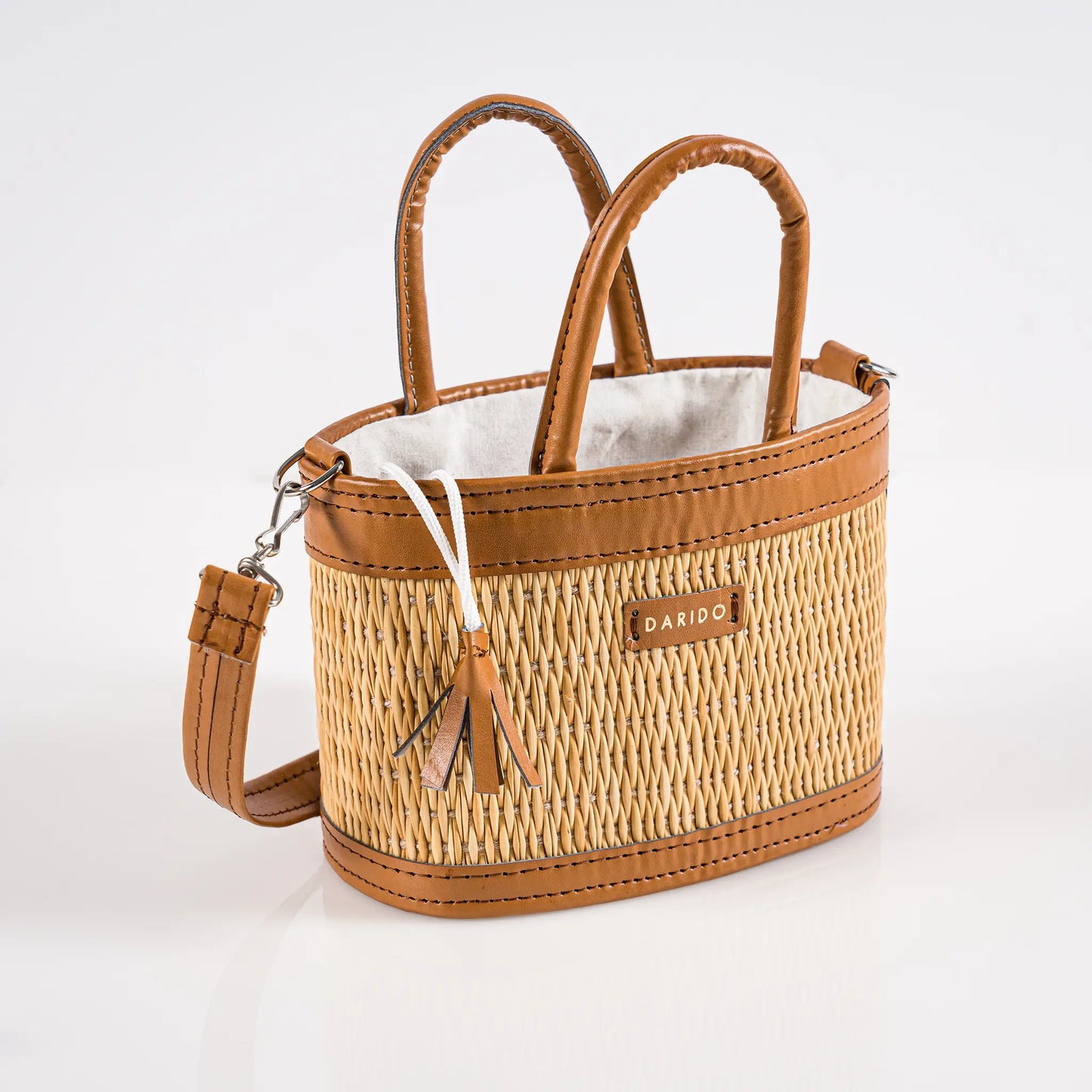 Handmade Natural Fiber Handbag – Couffin Coquette with Detachable Strap
