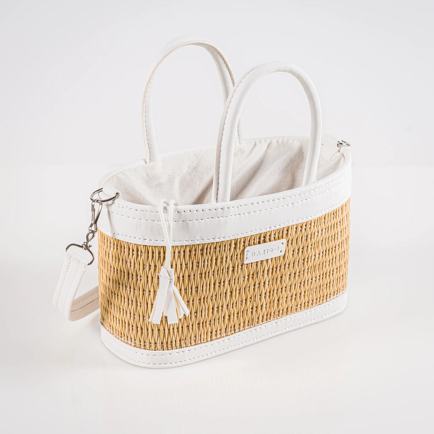 Handmade Natural Fiber Handbag – Couffin Coquette with Detachable Strap