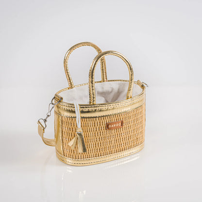 Handmade Natural Fiber Handbag – Couffin Coquette with Detachable Strap
