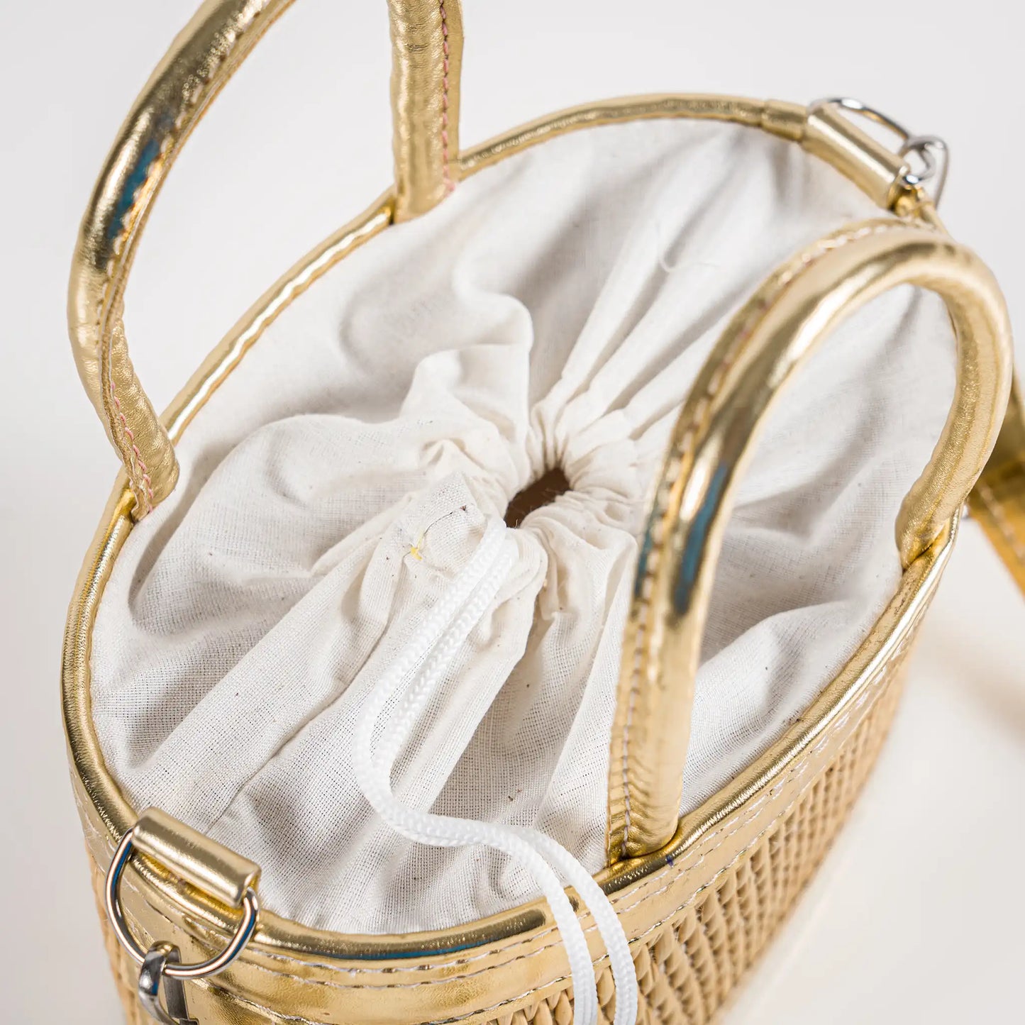 Handmade Natural Fiber Handbag – Couffin Coquette with Detachable Strap