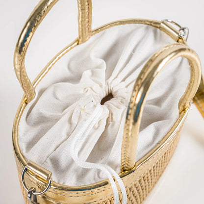 Handmade Natural Fiber Handbag – Couffin Coquette with Detachable Strap