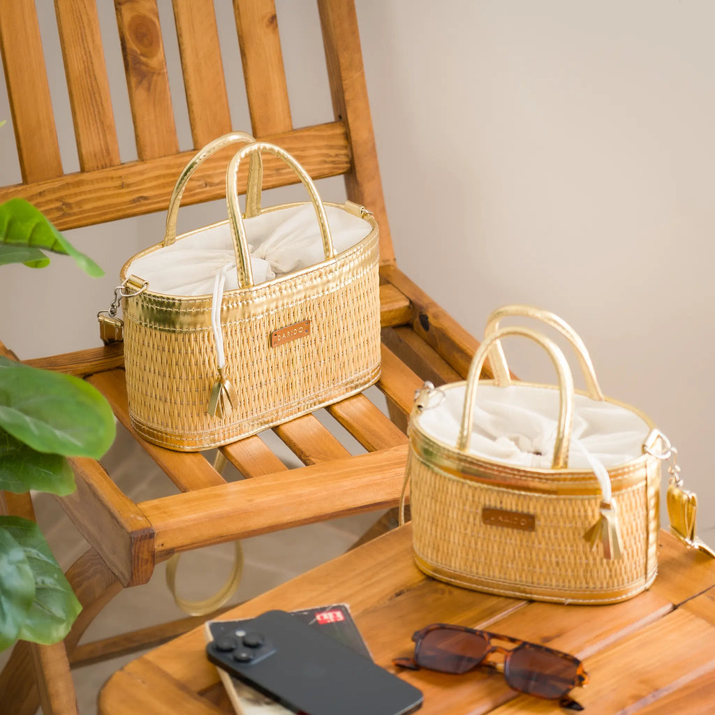 Coquette handmade natural fiber and vegan leather bag – product view 15