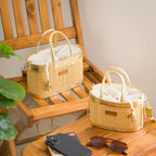 Coquette handmade natural fiber and vegan leather bag – product view 15