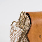 Blana & Amla – Handmade Round Woven Crossbody Bag with Eco-Leather Flap