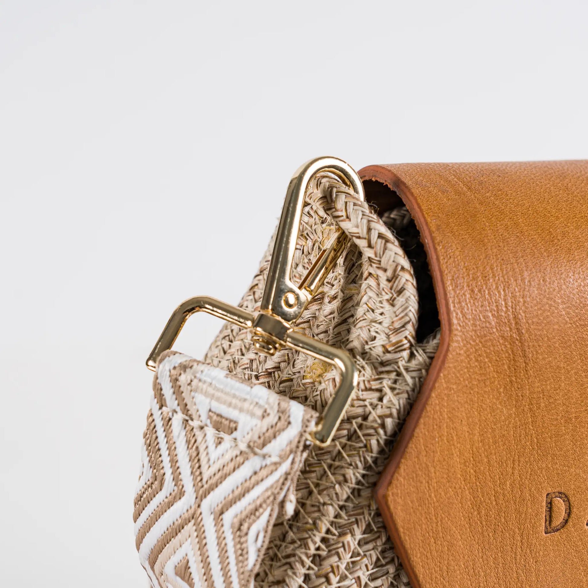 Blana & Amla – Handmade Round Woven Crossbody Bag with Eco-Leather Flap