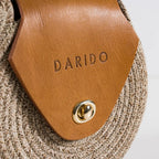 Blana & Amla – Handmade Round Woven Crossbody Bag with Eco-Leather Flap