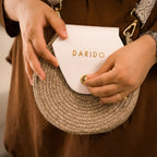 Blana & Amla – Handmade Round Woven Crossbody Bag with Eco-Leather Flap