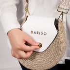 Blana & Amla – Handmade Round Woven Crossbody Bag with Eco-Leather Flap