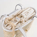 Perla – Handmade Natural Fiber HandBag with White Eco-Leather Flap