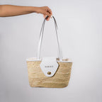 Perla – Handmade Natural Fiber HandBag with White Eco-Leather Flap