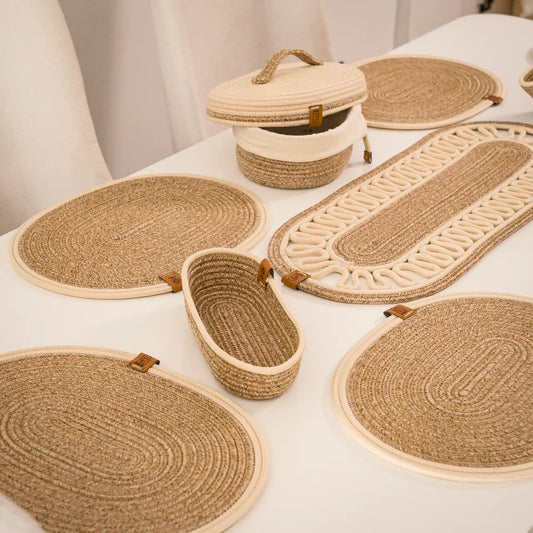 Handwoven Braided Cotton Table Set