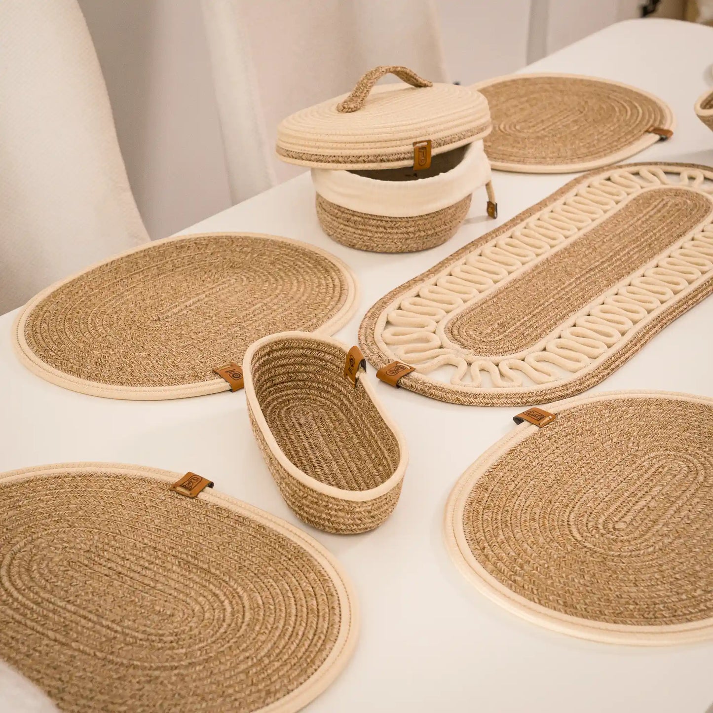 Tressia – Handcrafted Braided Cotton Dining Set – product and lifestyle view 4