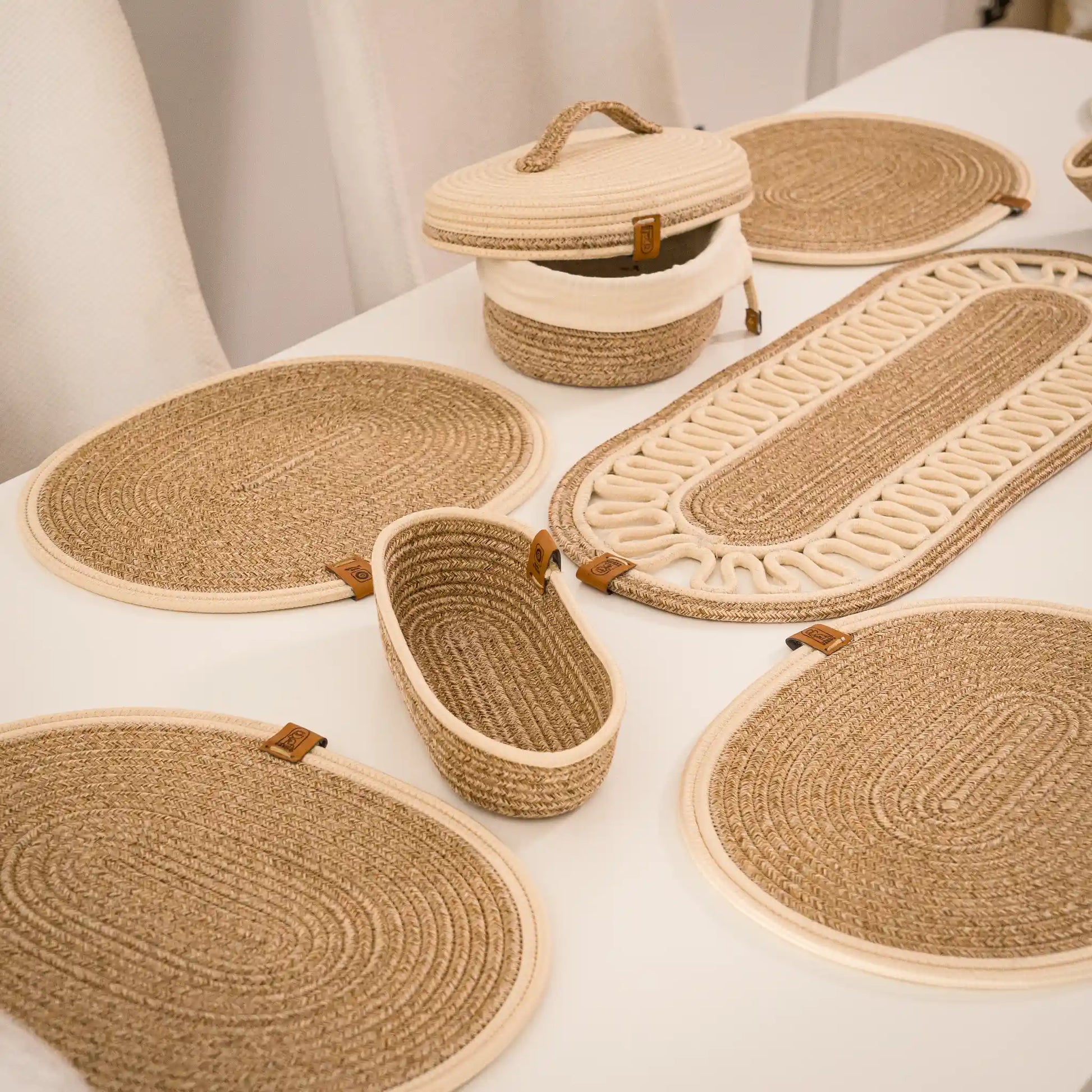 Tressia – Handcrafted Braided Cotton Dining Set – product and lifestyle view 4