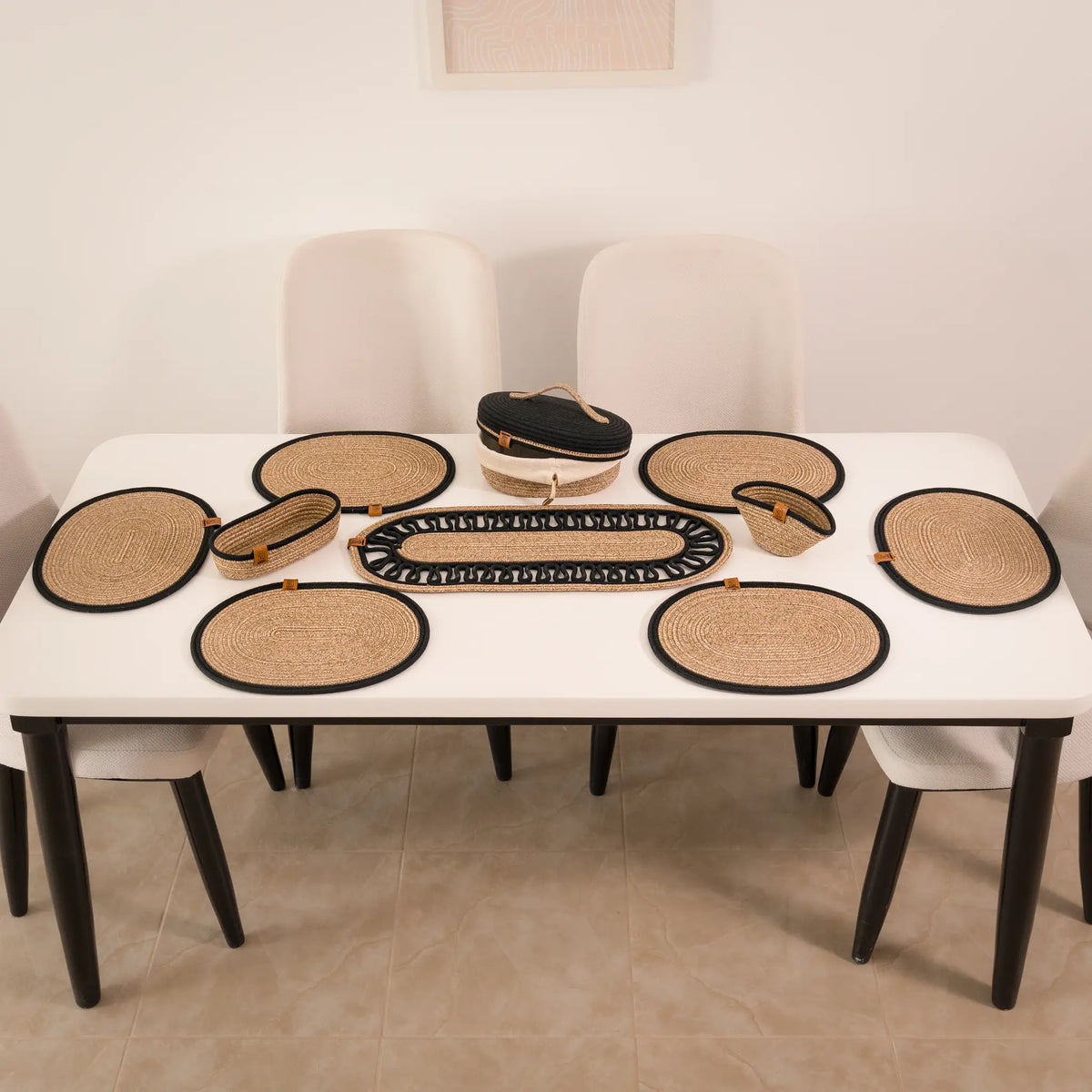Handwoven Braided Cotton Table Set – detail view 6