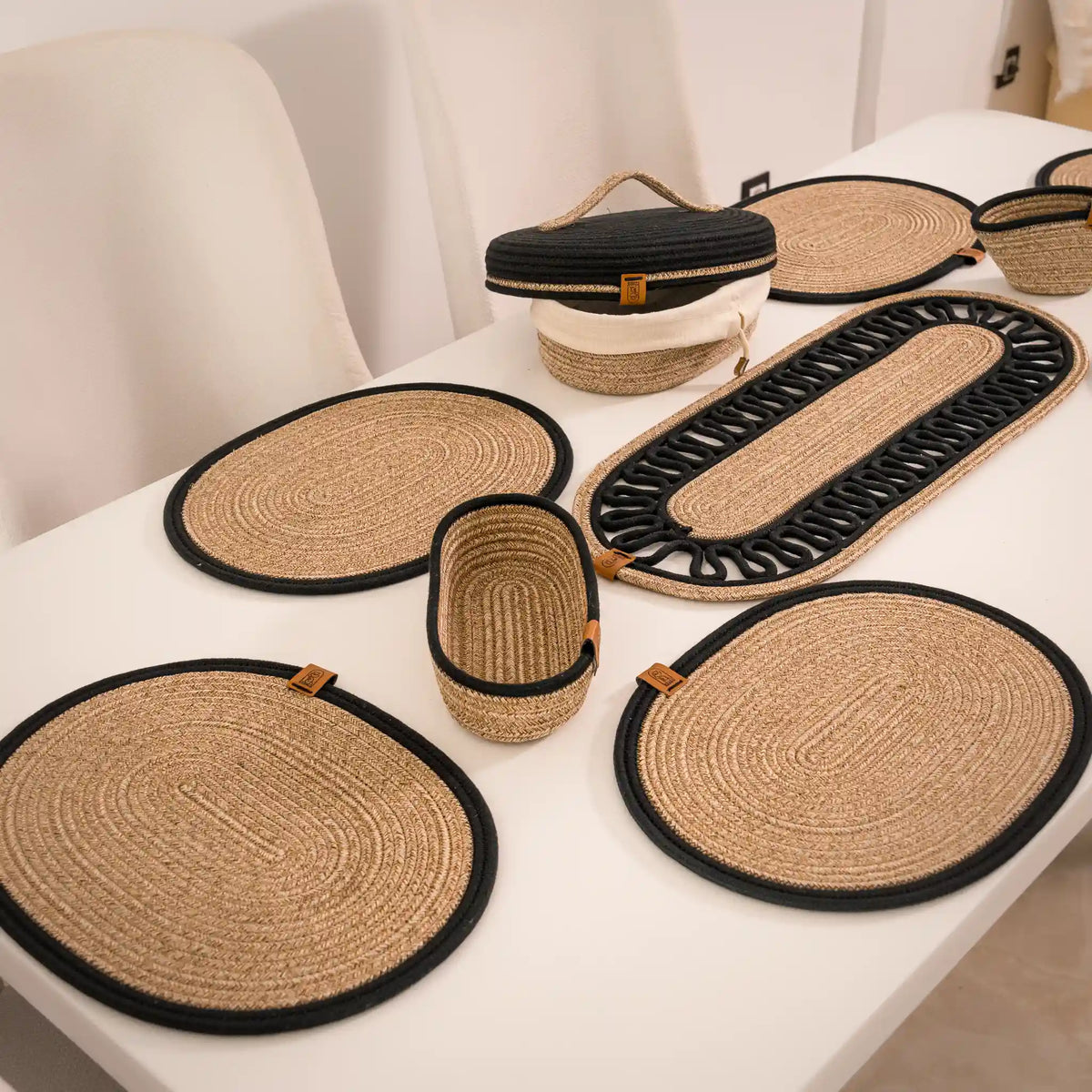 Handwoven Braided Cotton Table Set – detail view 8