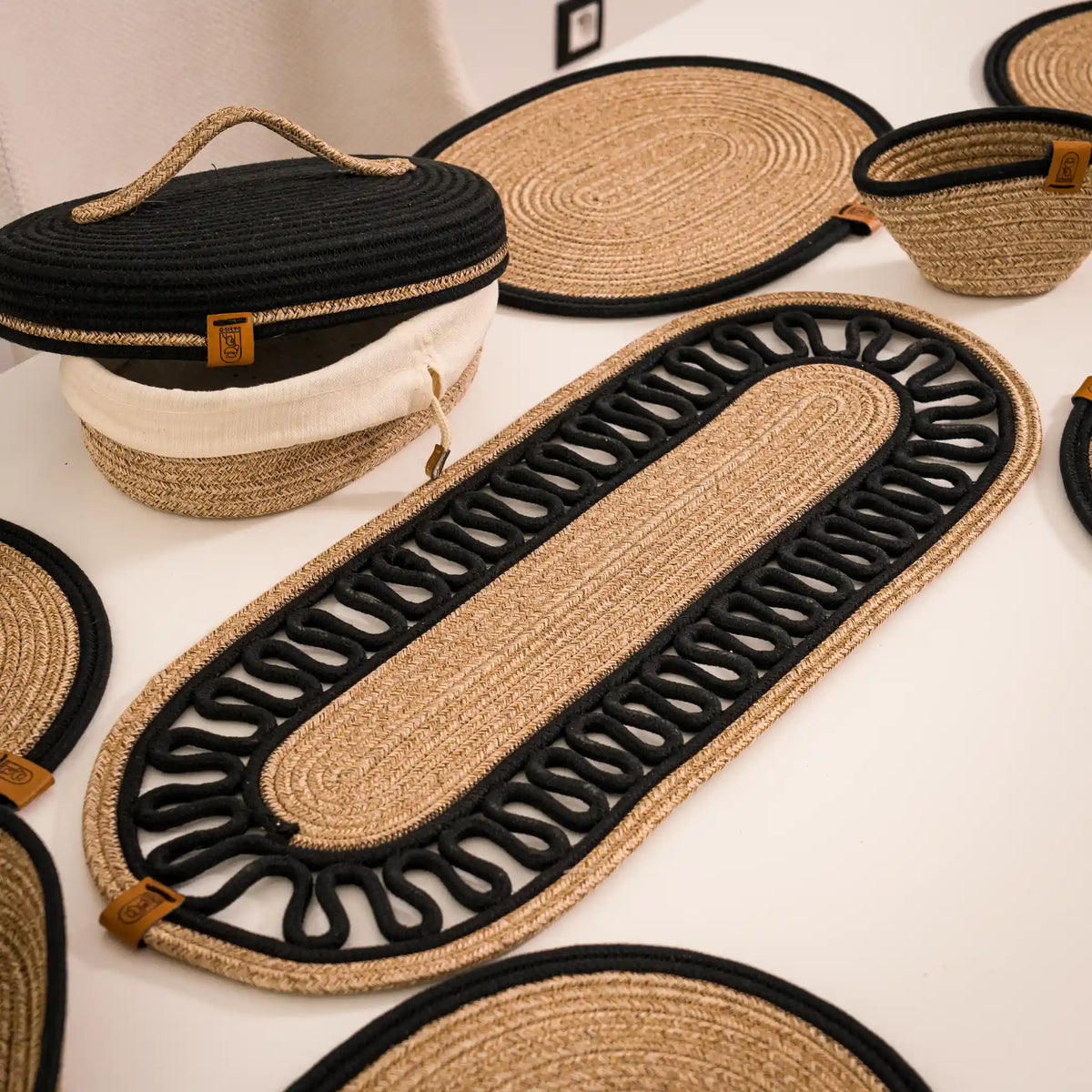 Handwoven Braided Cotton Table Set – detail view 10