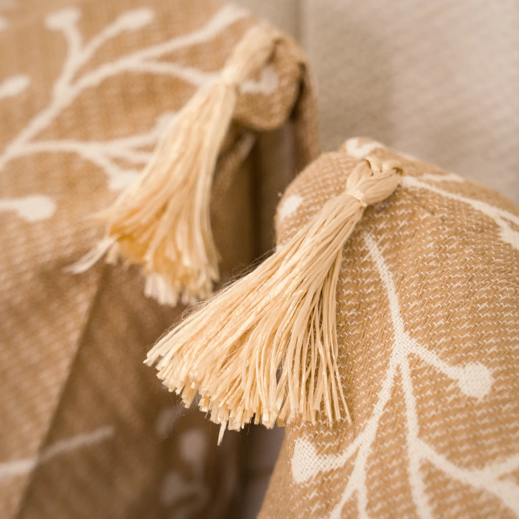 Sakura Cotton Bedding Set with 4 Pillowcases – Camel, Beige & Greige