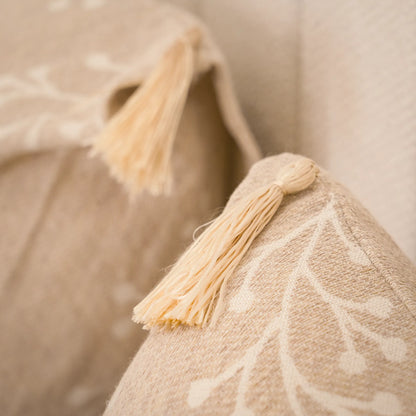 Sakura Cotton Bedding Set with 4 Pillowcases – Camel, Beige & Greige