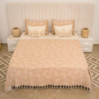 Sakura Cotton Bedding Set with 4 Pillowcases – Camel, Beige & Greige