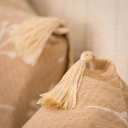 Sakura Cotton Bedding Set with 4 Pillowcases – Camel, Beige & Greige