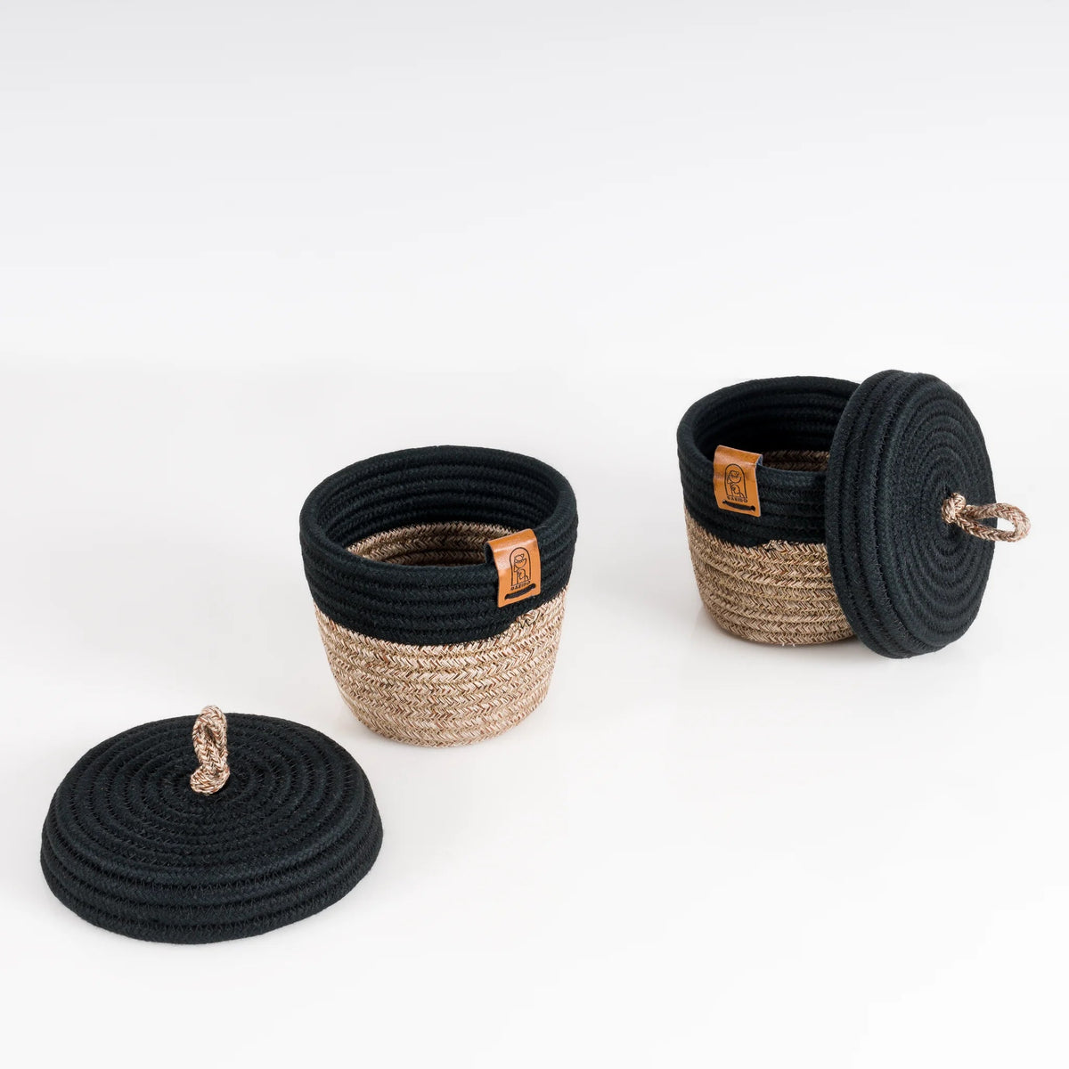 Organa – 5-Piece Braided Cotton Storage Basket Set – product and lifestyle view 6