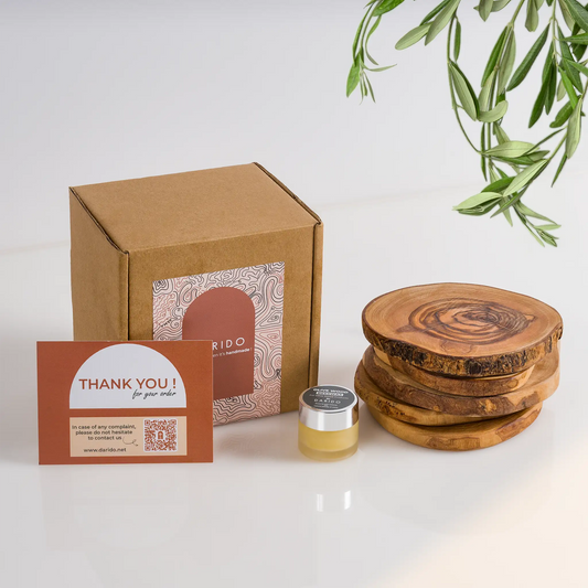 Rustic Olive Wood Coasters Set of 6 – Handmade, Durable & Eco-Friendly