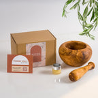 DARIDO Premium Olive Wood- Classic Round Mortar & Pestle: Handmade, Durable, All-purpose Grinding
