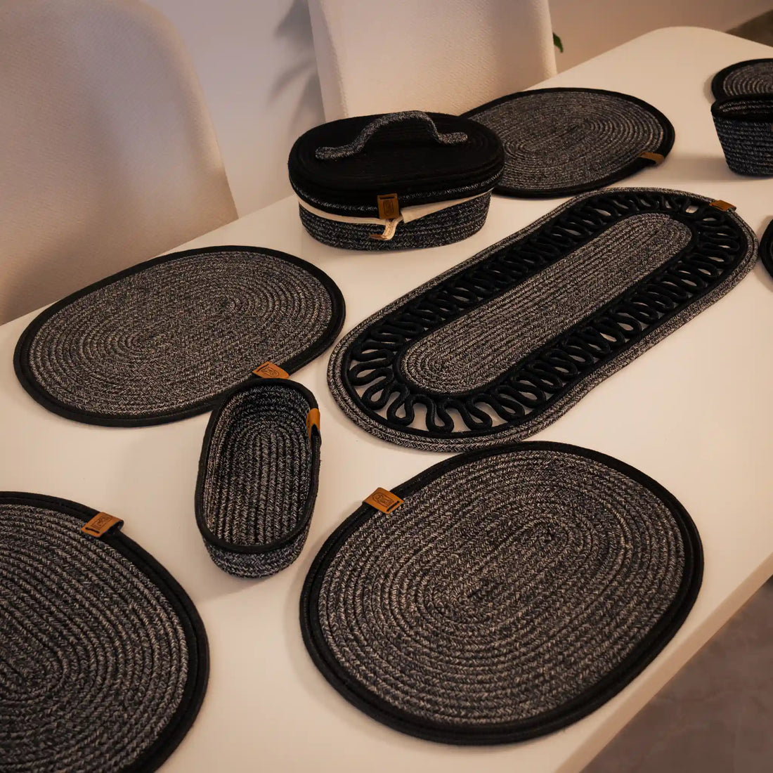 Handwoven Braided Cotton Table Set – detail view 3