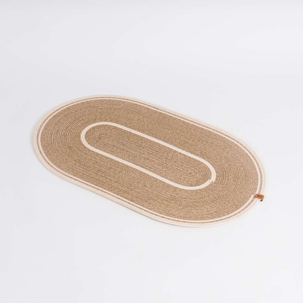 Handcrafted Large Oval Braided Cotton Rug – product and lifestyle view 9