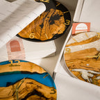 Handcrafted Olive Wood Wall Clock with Premium Epoxy Resin - Unique 13.4" Silent Artisan Wood Wall Decor – detail view 12