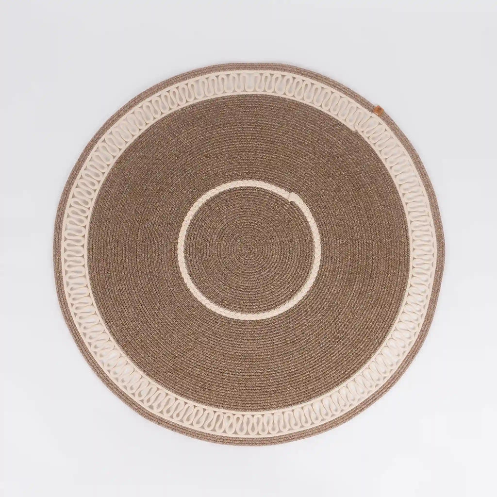Handcrafted Round Braided Cotton Rug – product and lifestyle view 2