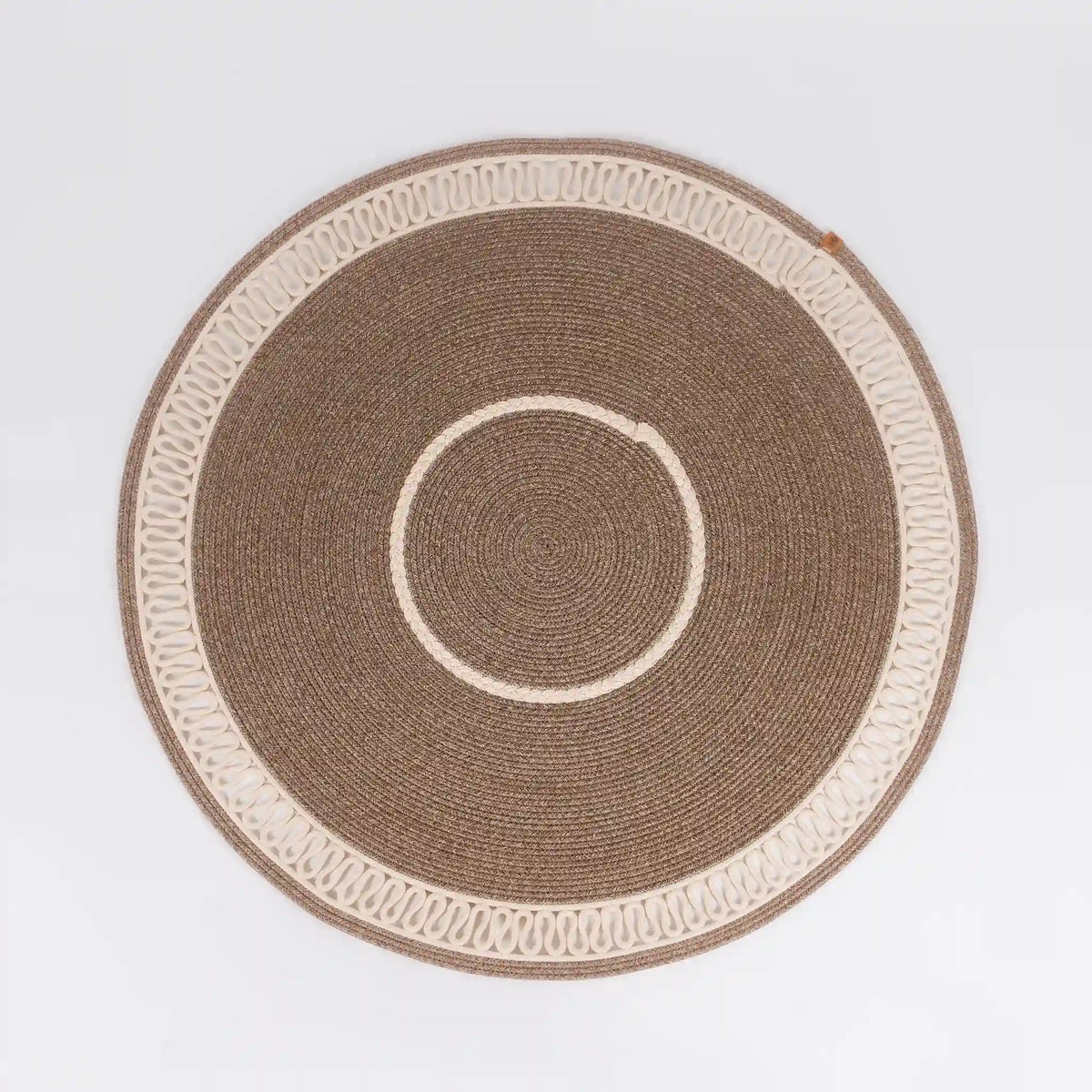 Handcrafted Round Braided Cotton Rug – product and lifestyle view 2