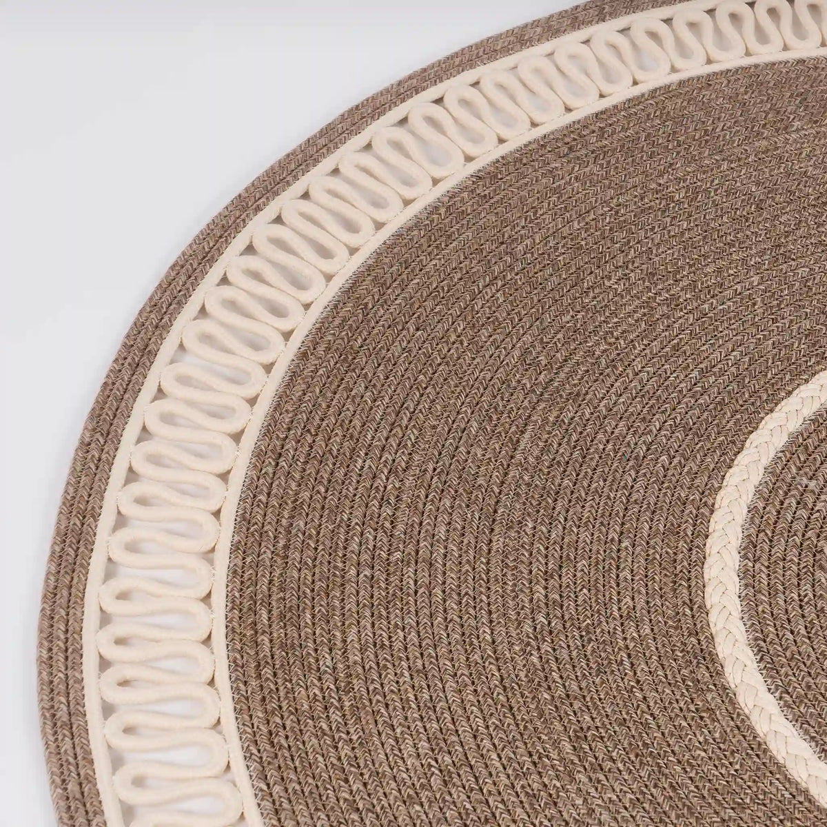 Handcrafted Round Braided Cotton Rug – product and lifestyle view 3