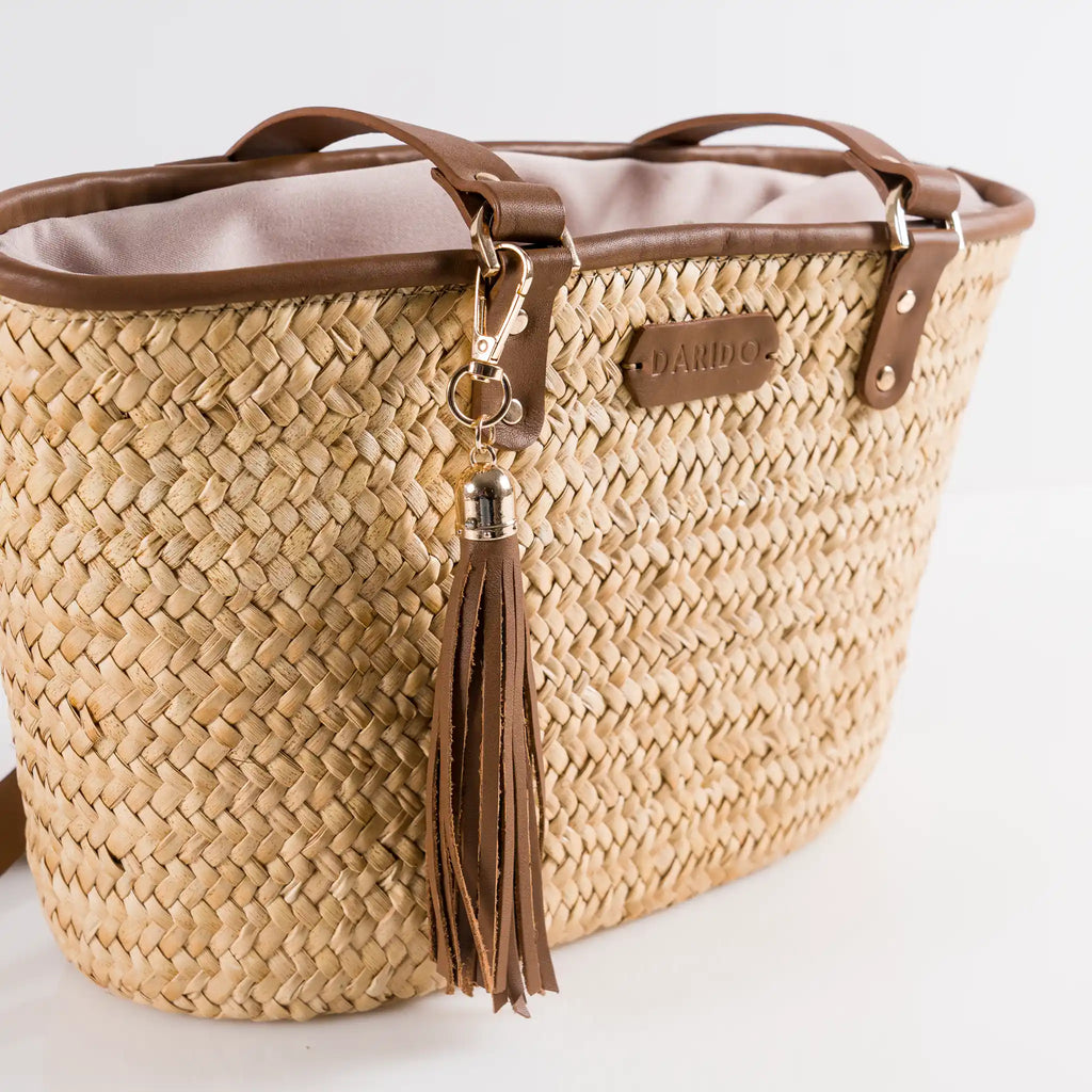 Sienna handmade plant fiber and leather bag – product view 2