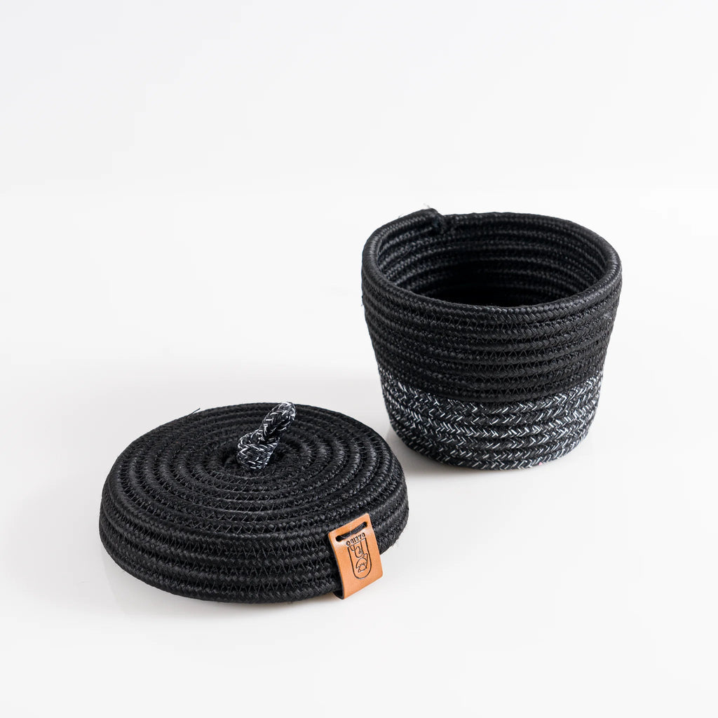 Organa – 5-Piece Braided Cotton Storage Basket Set – product and lifestyle view 9