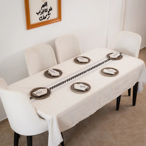 ARA Embroidered Linen Tablecloth — 98 × 63 in