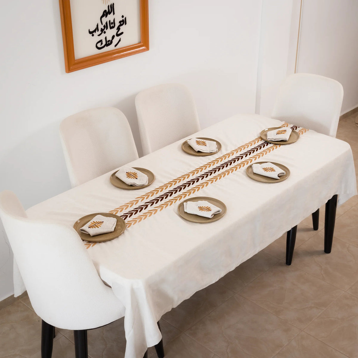 ARA Embroidered Linen Tablecloth — 98 × 63 in